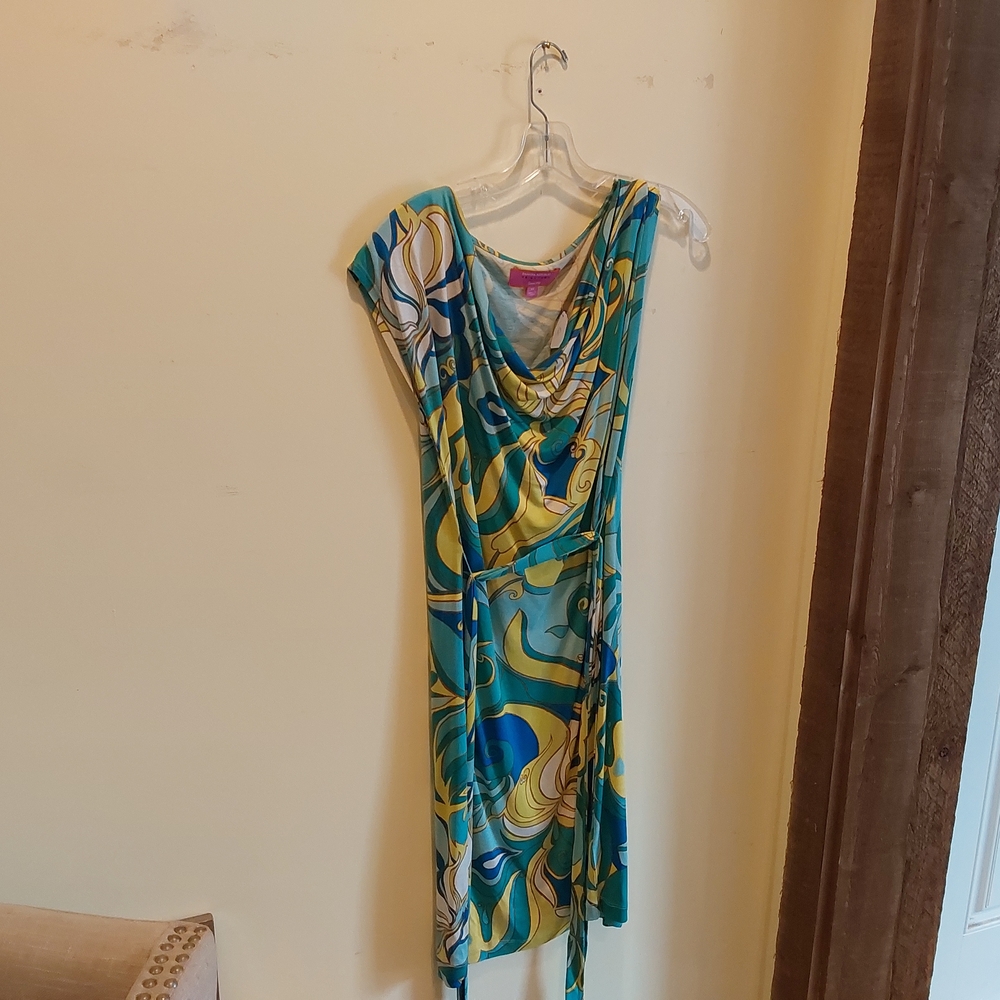 Banana Republic Asymmetrical Dress in Blue and Yellow